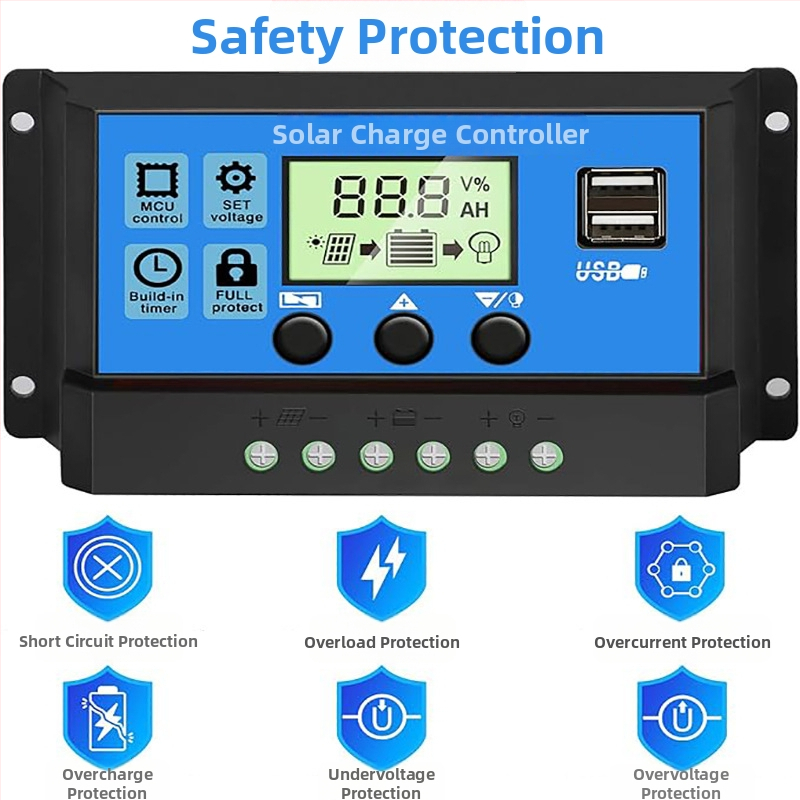 PWM saules regulators 12V/24V, 10A/20A, CE ROHS