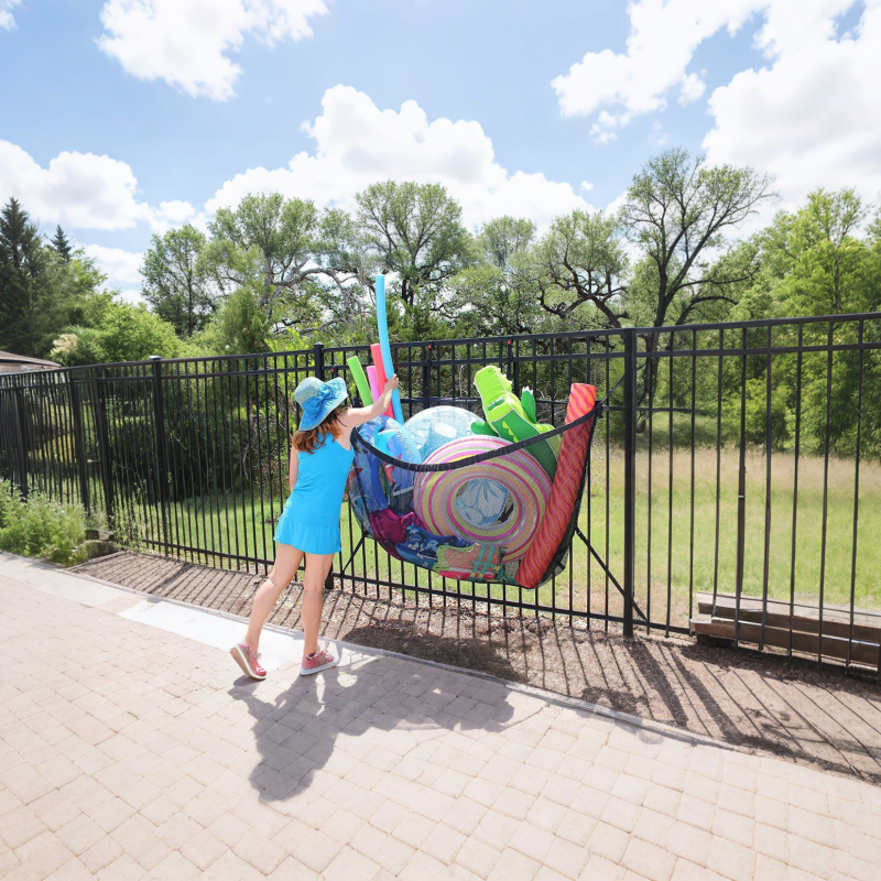 Съхранителна висяща чанта, найлон, кубообразна форма, голям капацитет, мултифункционална за басейн и събиране на играчки