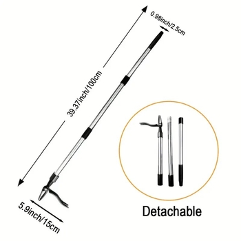 Stojaci vyťahovač burín - ručný, s vyťahovačom koreňov, odnímateľný záhradný nástroj