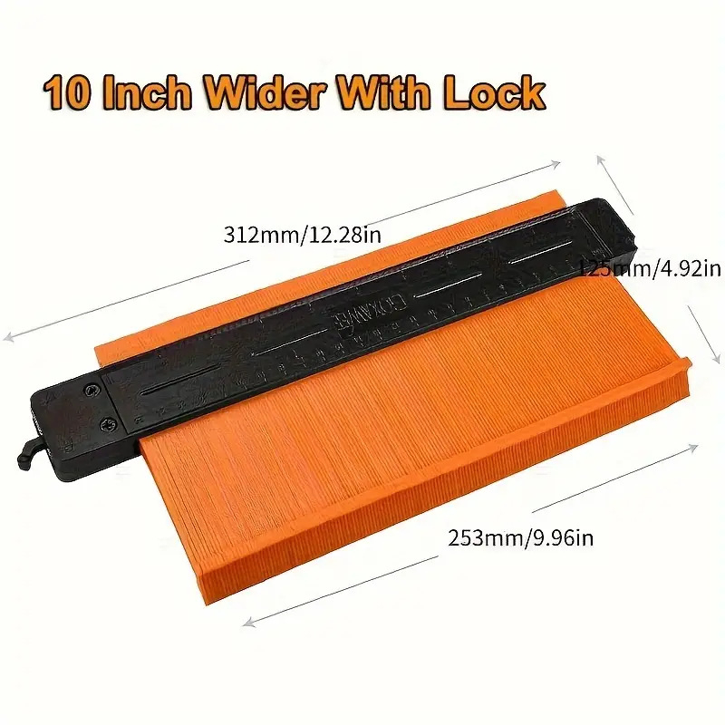 Zámková kontúrná meracia pomôcka pre stolárstvo — profilovanie kontúr, s metrickými a imperiálnymi stupnicami, z plastu