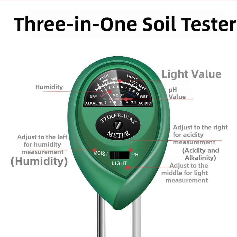 Augsnes testeris 3-in-1: mitrums, pH un barības vielas ziediem un podiem augiem