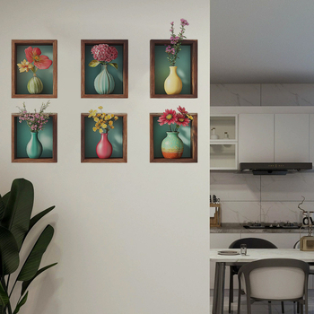 Декоративни стенни стикери – Мурал с вази, PVC, 5+ части, за спалня