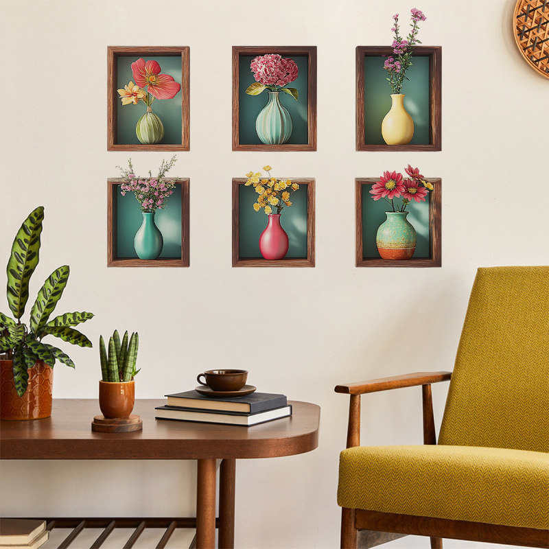 Декоративни стенни стикери – Мурал с вази, PVC, 5+ части, за спалня