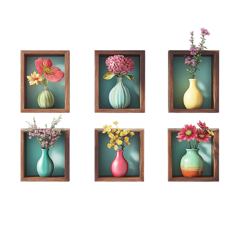 Декоративни стенни стикери – Мурал с вази, PVC, 5+ части, за спалня