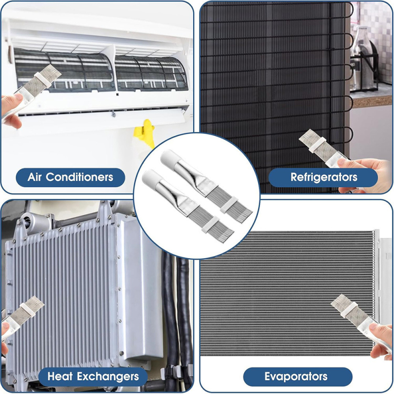 Xingsheng 2-части комплект за климатик: гребен за фините ребра и четка за почистване на намотки, неръждаема стомана