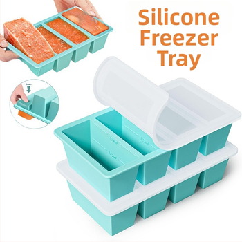 Silikónová forma na ľad so viečkom, 4 priehradky, 80 ml na priehradku, rýchle zmrazenie, prispôsobiteľný tvar