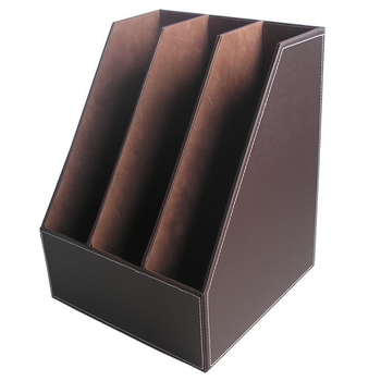 Kožený regál na súbory s 3 úrovňami, stolový organizér na dokumenty, kancelársky organizér, prispôsobiteľný