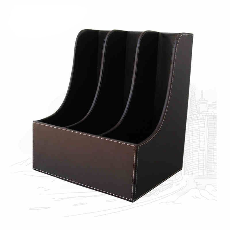 Kožený regál na súbory s 3 úrovňami, stolový organizér na dokumenty, kancelársky organizér, prispôsobiteľný