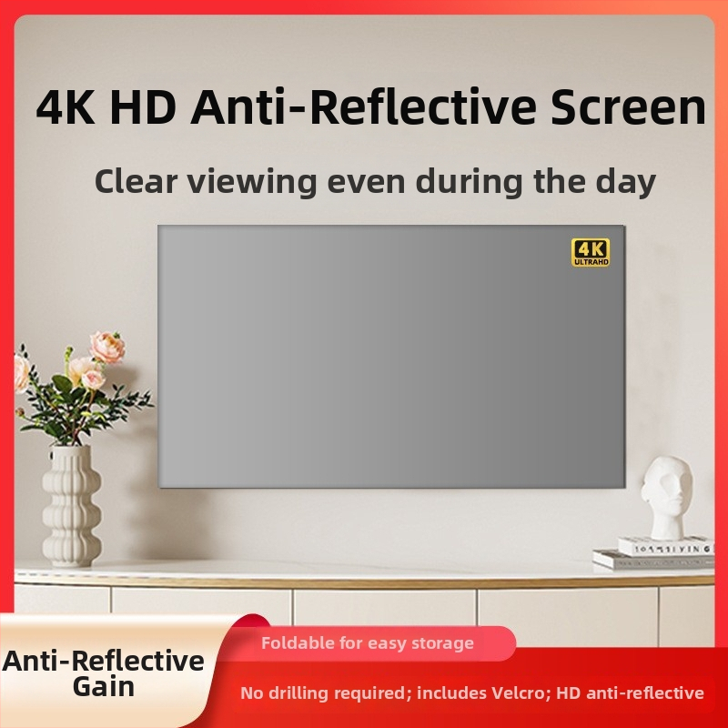 Projektorové plátno – antireflexná úprava, skladacie, bez vŕtania, s vysokým ziskom, 120 palcov