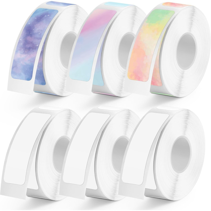 6 rolí termálneho etikety papiera pre tlačiareň D30, odolný voči opotrebeniu a vodotesný, Copperboard materiál, vysoké rozlíšenie tlače, prispôsobiteľný