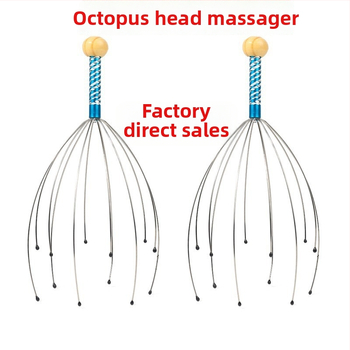 Masážna pomôcka na hlavu s ôsmimi ramenami (mechanické, ručné ovládanie; masáž pokožky hlavy a chrbta; uvedený na trh 2024)