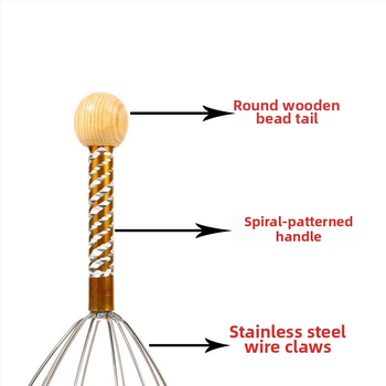 Masážna pomôcka na hlavu s ôsmimi ramenami (mechanické, ručné ovládanie; masáž pokožky hlavy a chrbta; uvedený na trh 2024)