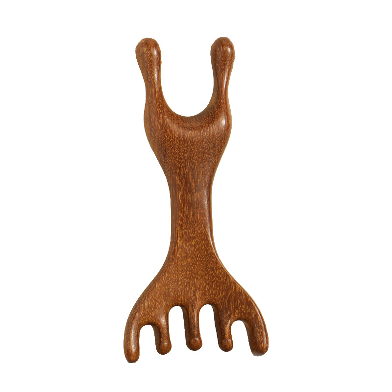 Drveni masažni češanj s pet zuba Dragon and Phoenix