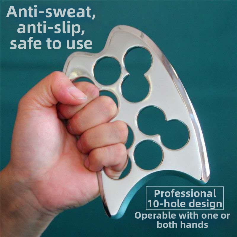 Nerezový nôž na fascie s desiatimi otvormi pre hlbokú masáž tkanív a uvoľnenie fascie