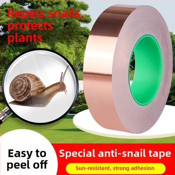 Dvostranná vodivá páska z meďného fóliového materiálu pre záhradu a ochranu stromov; samolepiaca, šírka 20–60 mm, dĺžka 50 m, hrúbka 0,1/0,06 mm, PVC uvoľňovací papier