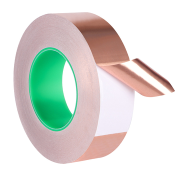 Dvostranná vodivá páska z meďného fóliového materiálu pre záhradu a ochranu stromov; samolepiaca, šírka 20–60 mm, dĺžka 50 m, hrúbka 0,1/0,06 mm, PVC uvoľňovací papier