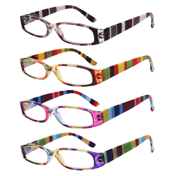 Ochelari de citit – ramă dreptunghiulară, imprimeu retro, pachet de 4, lansare primăvara 2024