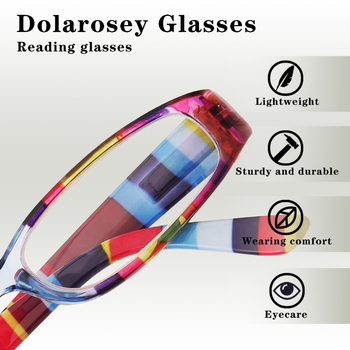 Ochelari de citit – ramă dreptunghiulară, imprimeu retro, pachet de 4, lansare primăvara 2024