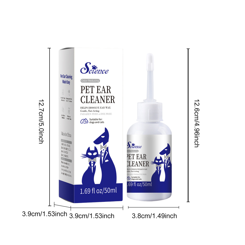 Lichid de curățare a urechilor pentru pisici și câini – elimină cerumen, recipient din plastic (formă: lichid; efect: elimină cerumen; material: recipient din plastic; utilizare: animale de companie)