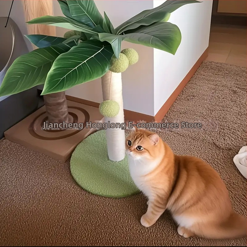 Medinis katės įbrėžimo stulpas ir laipiojimo rėmas su kanapių virve, paprastas stilius