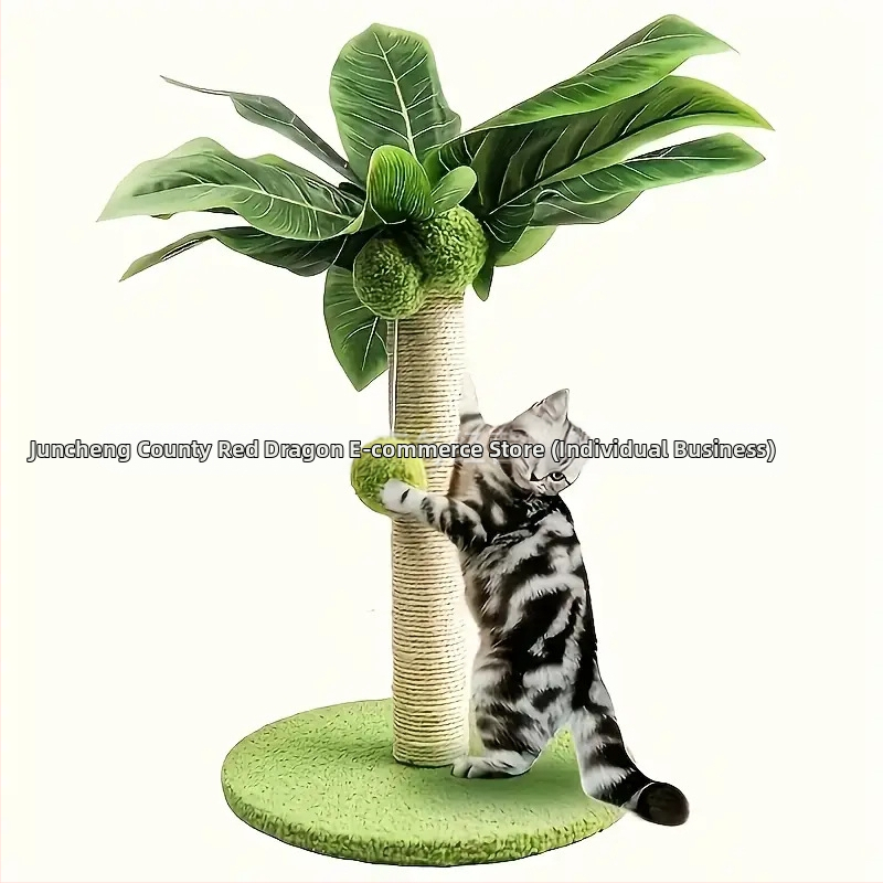 Medinis katės įbrėžimo stulpas ir laipiojimo rėmas su kanapių virve, paprastas stilius