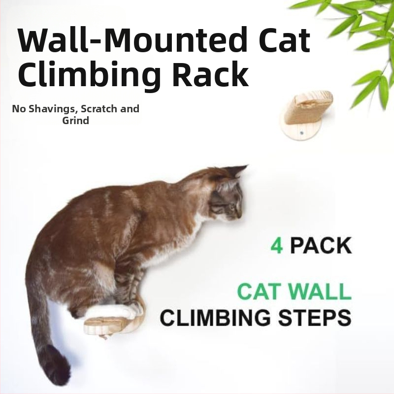 Masívny drevený nástenný lezecký rám pre mačky s integrovaným hniezdom, dekoratívnym rebríkom a skokovou platformou — Xingyu crafts