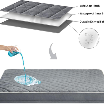 Ortopedska postelja za pse; platnena površina; vodootporna; odvojiva periva navlaka; protuklizna podloga; egg-crate pena