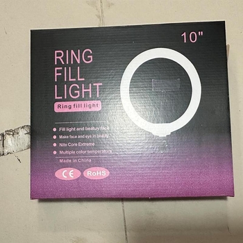 LED пръстен светлина за лайв стрийминг, модел K-L10, LED запълваща светлина, мощност под 10W, напрежение 5V, функция: три температури на цвета