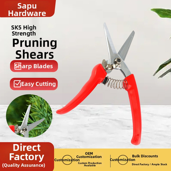 Sap nožnice na rezanie z nerezovej ocele s rovnou hlavou – pružinové, ručná pomôcka pre záhradu a zber ovocia