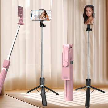 Selfie statív s Bluetoothom, diaľkovým ovládaním a vstavaným svetlom, z plastu