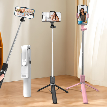 Selfie statív s Bluetoothom, diaľkovým ovládaním a vstavaným svetlom, z plastu