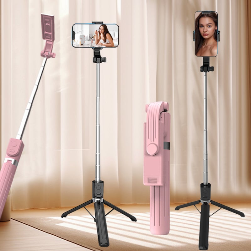 Τρίποδο για σέλφι με Bluetooth, τηλεχειριστήριο και ενσωματωμένο φως πλήρωσης, πλαστικό