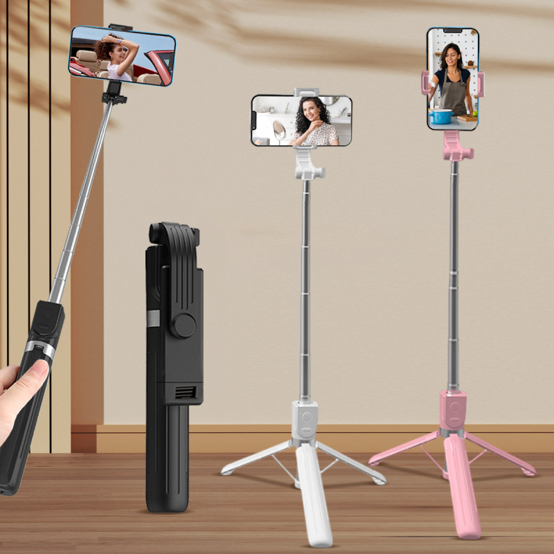 Τρίποδο για σέλφι με Bluetooth, τηλεχειριστήριο και ενσωματωμένο φως πλήρωσης, πλαστικό