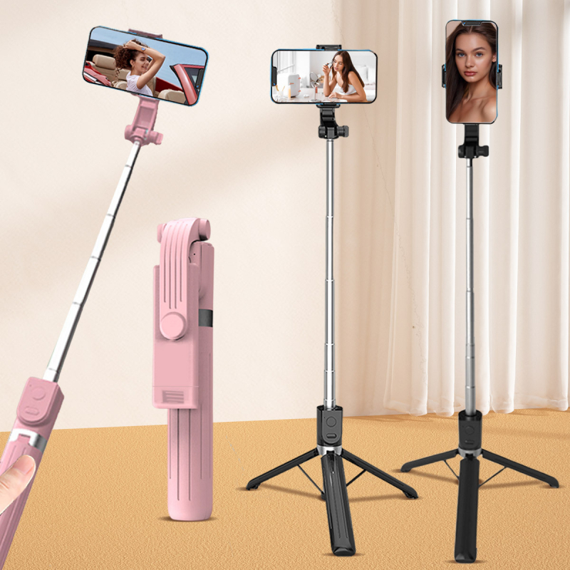 Τρίποδο για σέλφι με Bluetooth, τηλεχειριστήριο και ενσωματωμένο φως πλήρωσης, πλαστικό