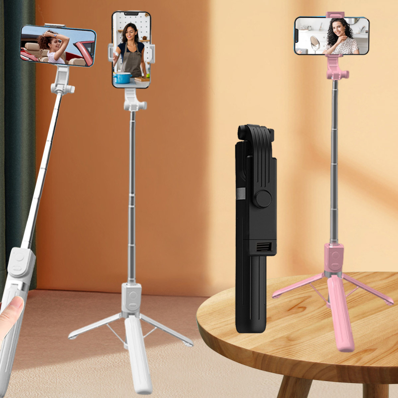 Τρίποδο για σέλφι με Bluetooth, τηλεχειριστήριο και ενσωματωμένο φως πλήρωσης, πλαστικό