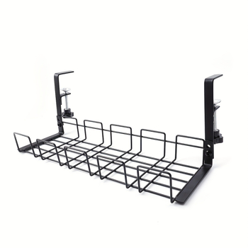 Под бюрото органайзер за кабели – въглеродна стомана, без пробиване, монтаж на бюро, 1 слой