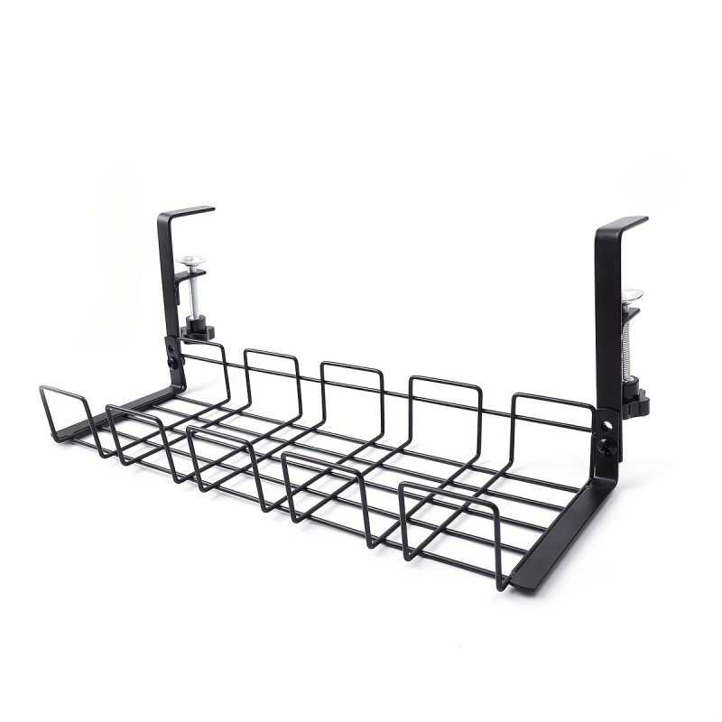 Под бюрото органайзер за кабели – въглеродна стомана, без пробиване, монтаж на бюро, 1 слой