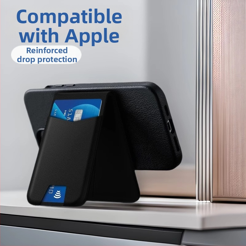 Bezpāreizs bezvadu magnētiskais kartes turētājs ar precīzu atrašanās vietas izsekošanu iOS – āda + nerūsējošais tērauds, 170mAh, USB 3.0, antizaudējums un pārnēsājams tālruņa statīvs