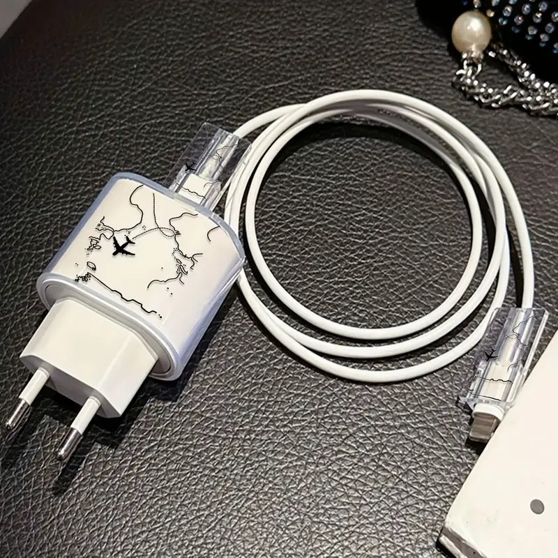 Kabeļu Organizatora korpuss no sveķiem semi-soft – Apple 20W uzlādei, Lidmašīnas raksts, Eiropas stils, 1 gab.