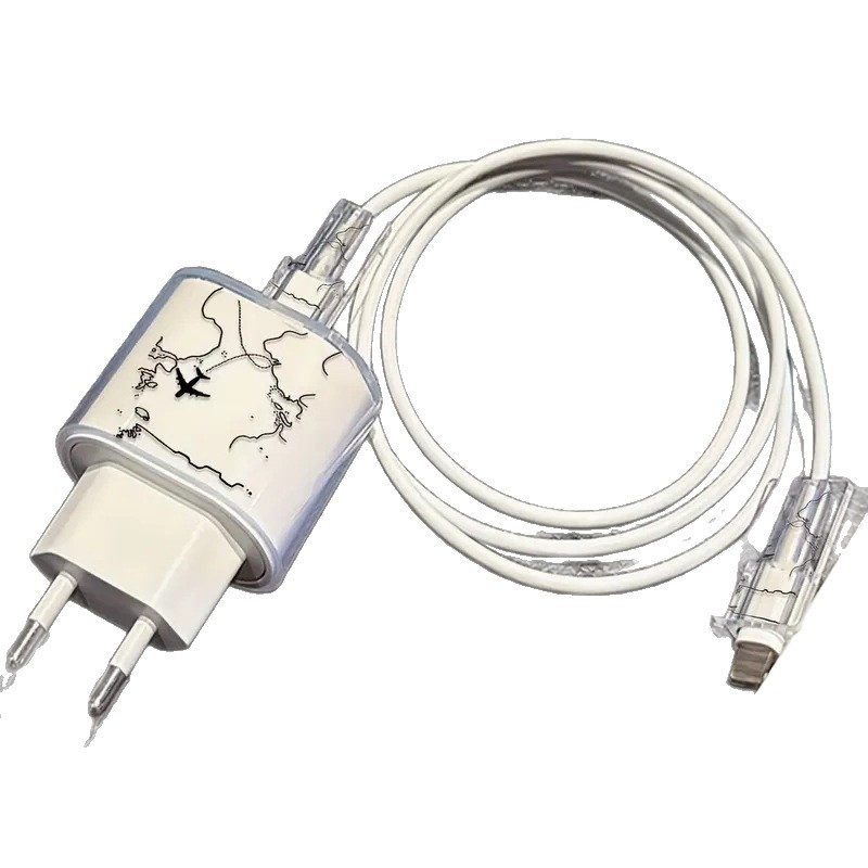 Kabeļu Organizatora korpuss no sveķiem semi-soft – Apple 20W uzlādei, Lidmašīnas raksts, Eiropas stils, 1 gab.