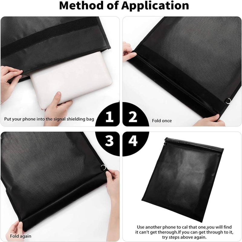 3-частен комплект Фарадей чанти за защита от радиация и сигнали — огнеупорна тъкан, подплата с нанозащита, подходящ за ключове, таблети и лаптопи