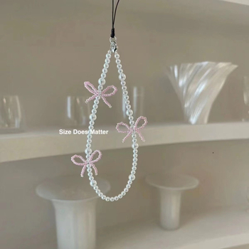 Ланярд за мобилен телефон – ръчна изработка, PVC низ с мъниста и панделка, персонализируемо, унисекс, пластмасова катарама