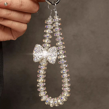 Каишка за мобилен телефон с мъниста и диамантена панделка – мъниста, найлонова връзка, метална катарама, унисекс