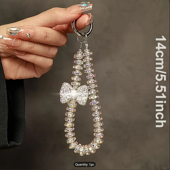 Каишка за мобилен телефон с мъниста и диамантена панделка – мъниста, найлонова връзка, метална катарама, унисекс