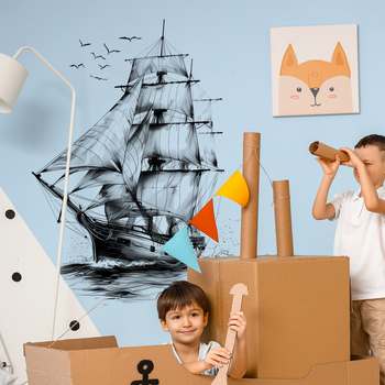 PVC стенен стикер с морски мотиви (чайка) - 2 части, графити стил, подходящ за всекидневна, спалня и антре