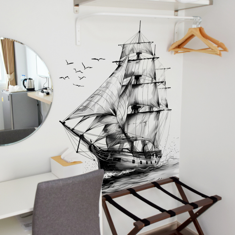 PVC стенен стикер с морски мотиви (чайка) - 2 части, графити стил, подходящ за всекидневна, спалня и антре