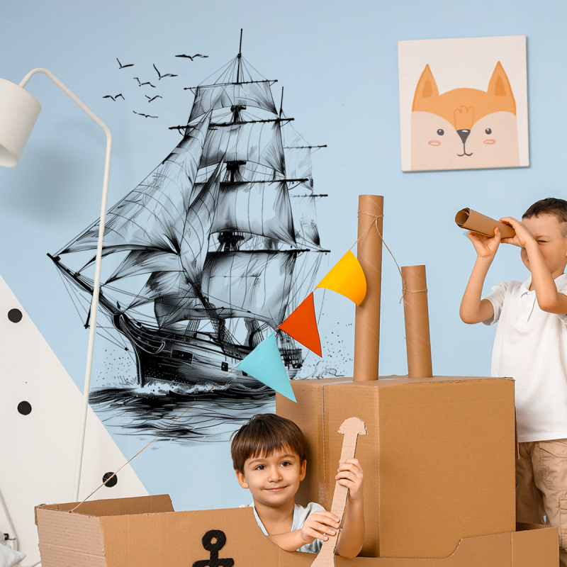 PVC стенен стикер с морски мотиви (чайка) - 2 части, графити стил, подходящ за всекидневна, спалня и антре