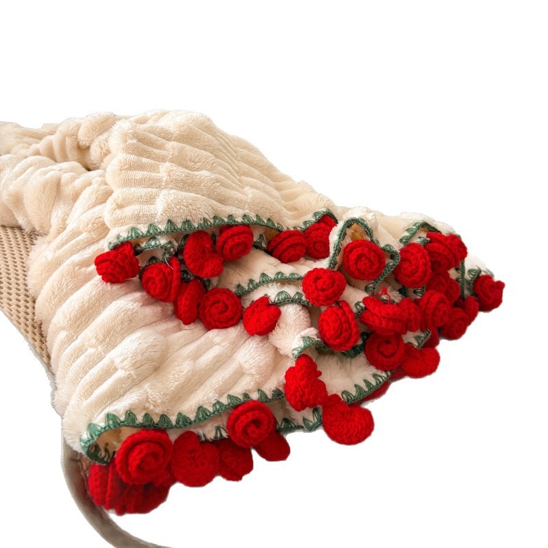 Плюшено одеяло с букет рози – флорален мотив, памук, 300–499 g, за всеки сезон