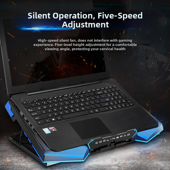 Chladič na notebook | Kovová sieťka | Chladenie ventilátorom | 5–rýchlostná konfigurácia ventilátora | Kompatibilný s notebookom, Ultrabook, Playbook