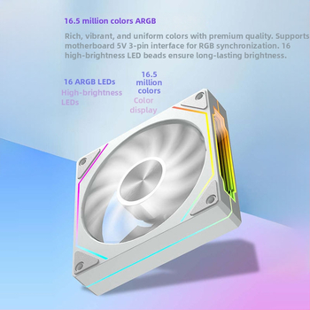 Prism 5Pro ventilátor do skrinky ARGB tichý (hidraulické ložisko, 600-1500 RPM, 20 dB(A), 4-pin PWM, ARGB 5V 3-pin)
